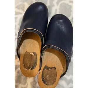 Blue wooden clogs